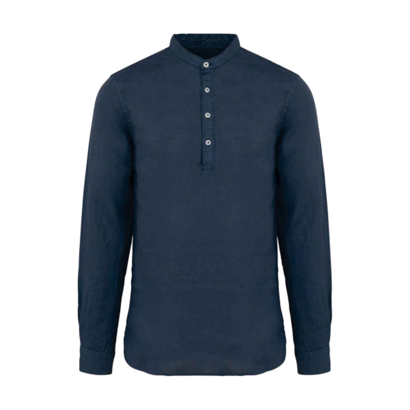 Spasso Washed Mao Collar Shirt Thumbnail