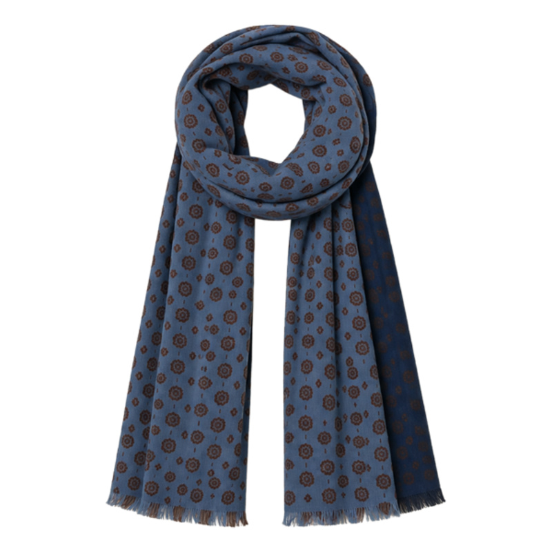 Spasso Blue Garnet Flowers Scarf Thumbnail
