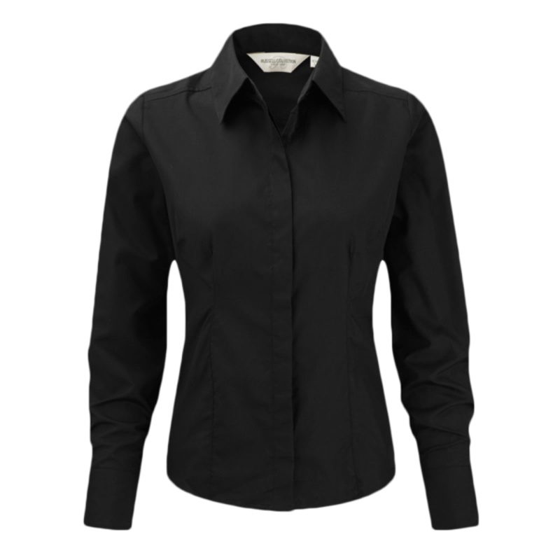 Russell Athletic Collection Ladies Long Sleeve Fitted Poplin Shirt Thumbnail