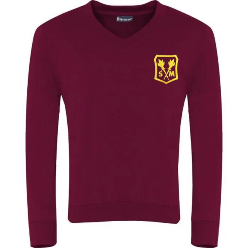 St Martha's Primary School Embroidered Sweater V-Neck (Burgundy) Thumbnail