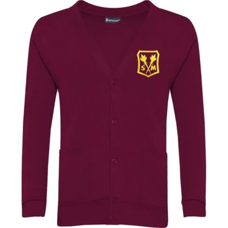 St Martha's Primary School Embroidered Sweater Cardigan (Burgundy) Thumbnail