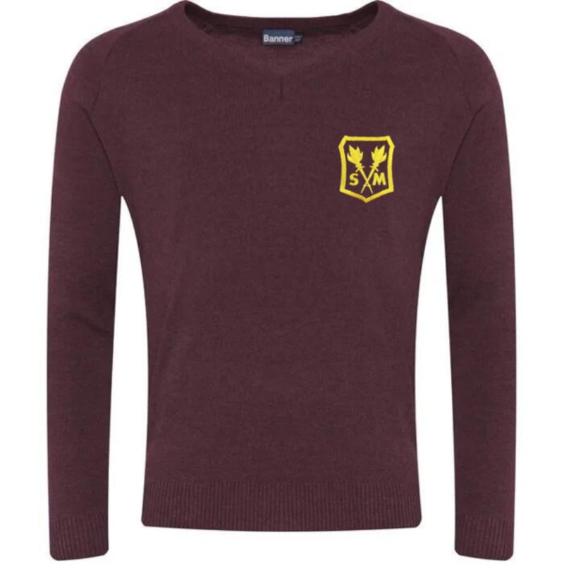 St Martha's Primary School Embroidered Knitted V-Neck (Burgundy) Thumbnail