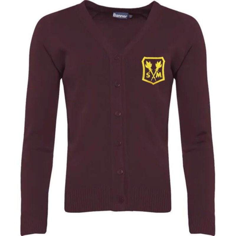 St Martha's Primary School Embroidered Knitted Cardigan (Burgundy) Thumbnail