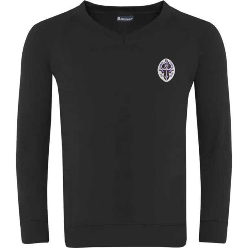 All Saints RC Secondary School Embroidered Sweater V-Neck (Black) Thumbnail
