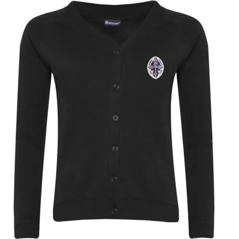 All Saints RC Secondary School Embroidered Sweater Cardigan (Black) Thumbnail