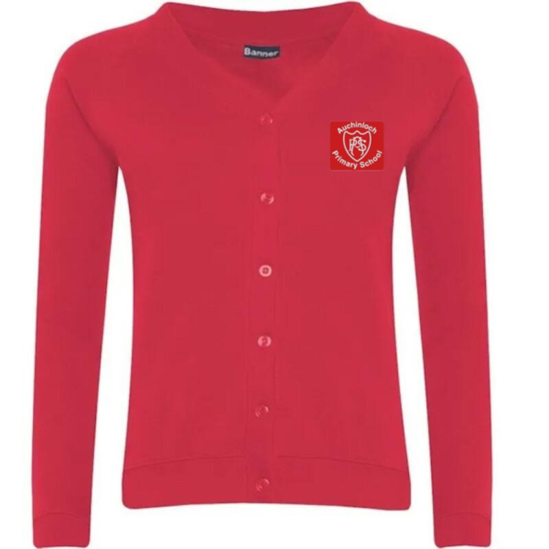 Auchinloch Primary School Embroidered Sweater Cardigan (Red) Thumbnail