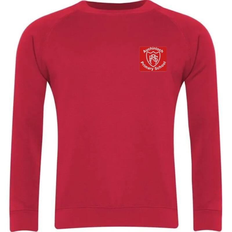 Auchinloch Primary School Embroidered Sweater Crew Neck (Red) Thumbnail