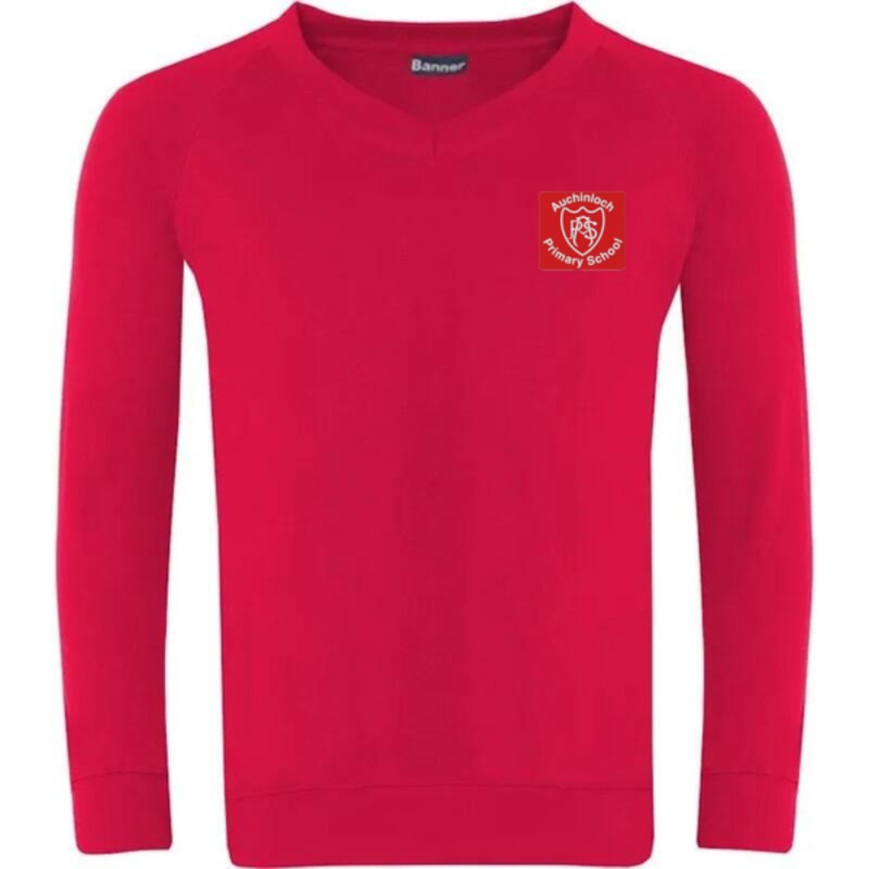 Auchinloch Primary School Embroidered Sweater V-Neck (Red) Thumbnail
