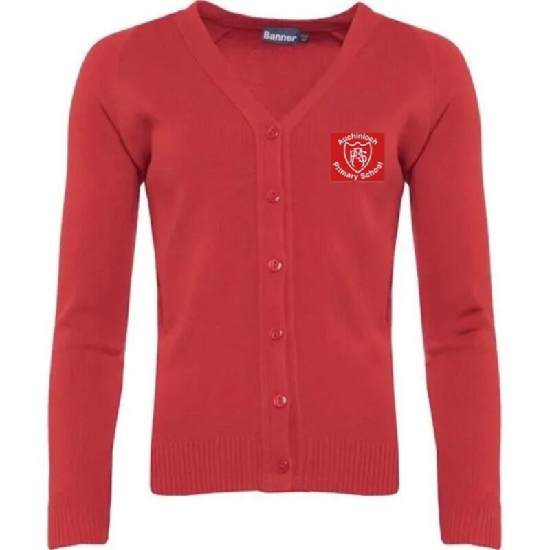 Auchinloch Primary School Embroidered Knitted Cardigan (Red) Thumbnail