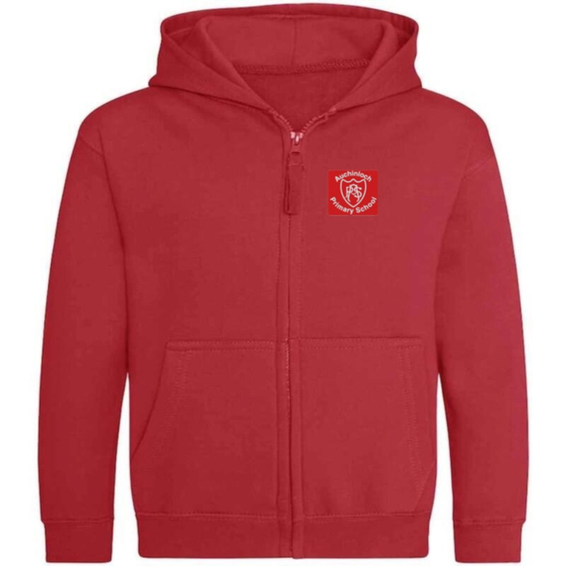 Auchinloch Primary School Embroidered Zipper Hoodie (Red) Thumbnail