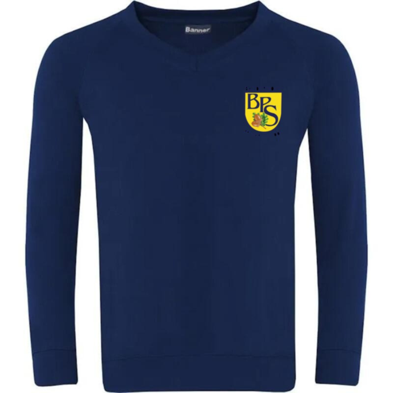 Baldernock Primary Embroidered Sweater V-Neck (Navy) Thumbnail