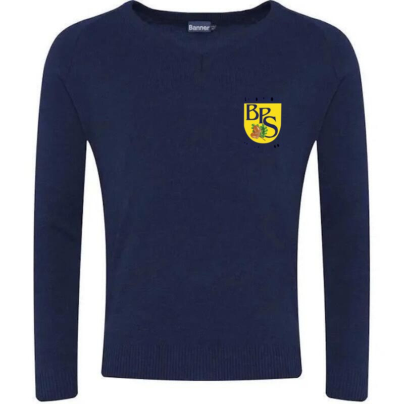 Baldernock Primary School Embroidered Knitted V-Neck (Navy) Thumbnail