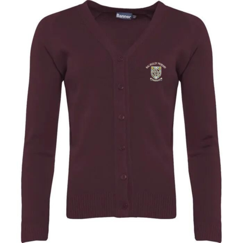 Balmuildy Primary School Embroidered Knitted Cardigan (Burgundy) Thumbnail