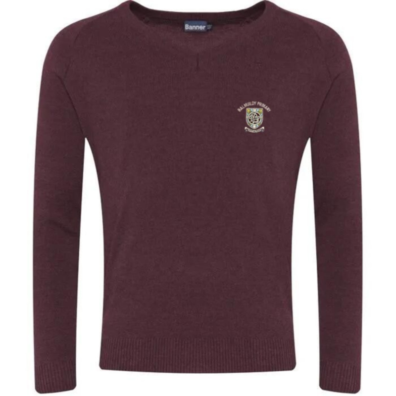 Balmuildy Primary School Embroidered Knitted V-Neck (Burgundy) Thumbnail