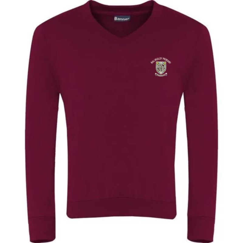 Balmuildy Primary School Embroidered Sweater V-Neck (Burgundy) Thumbnail