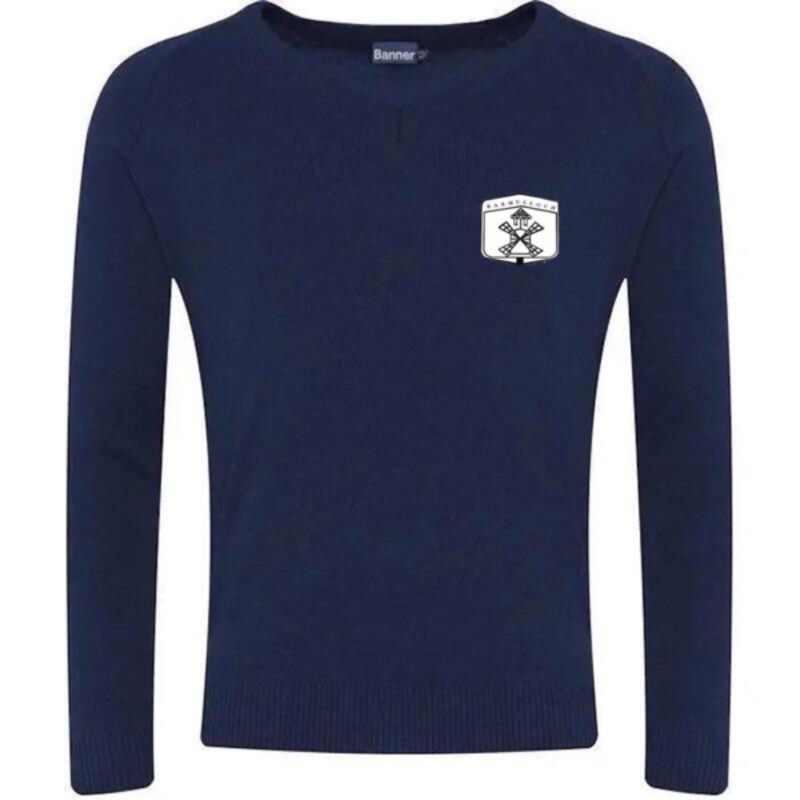 Barmulloch Primary School Embroidered Knitted V-Neck (Navy) Thumbnail