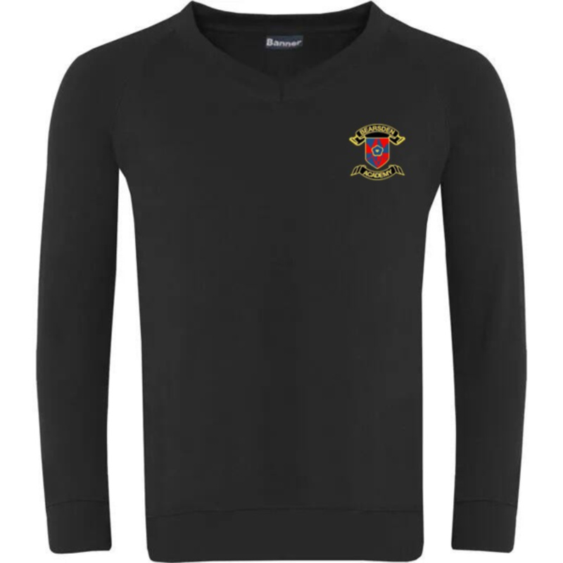 Bearsden Academy Embroidered Sweater V-Neck (Black) Thumbnail