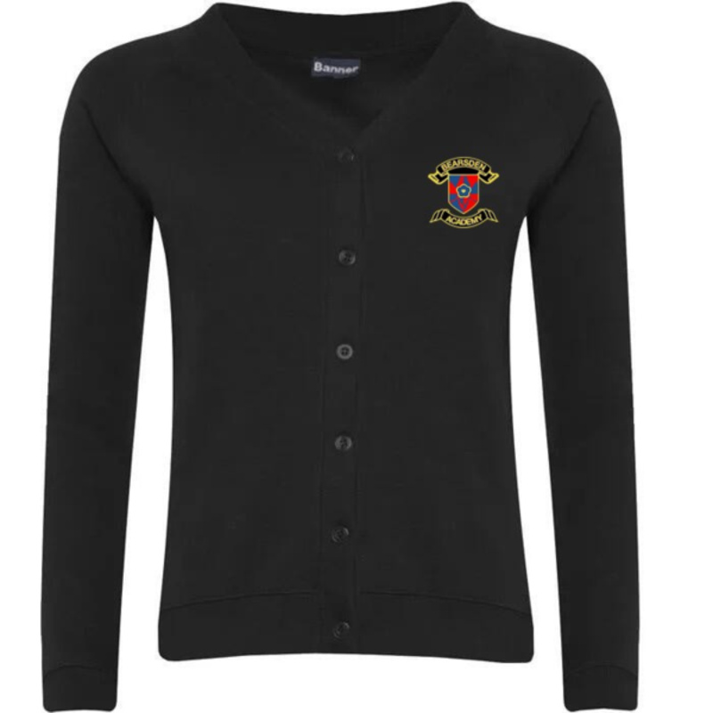 Bearsden Academy Embroidered Sweater Cardigan (Black) Thumbnail