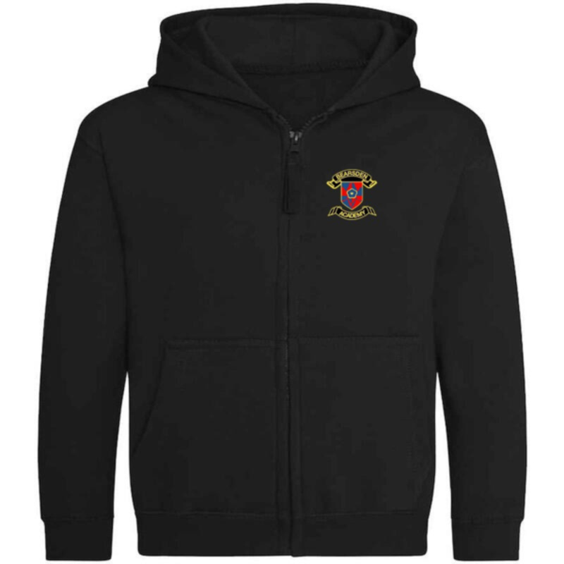 Bearsden Academy Embroidered Zipper Hoodie (Black) Thumbnail