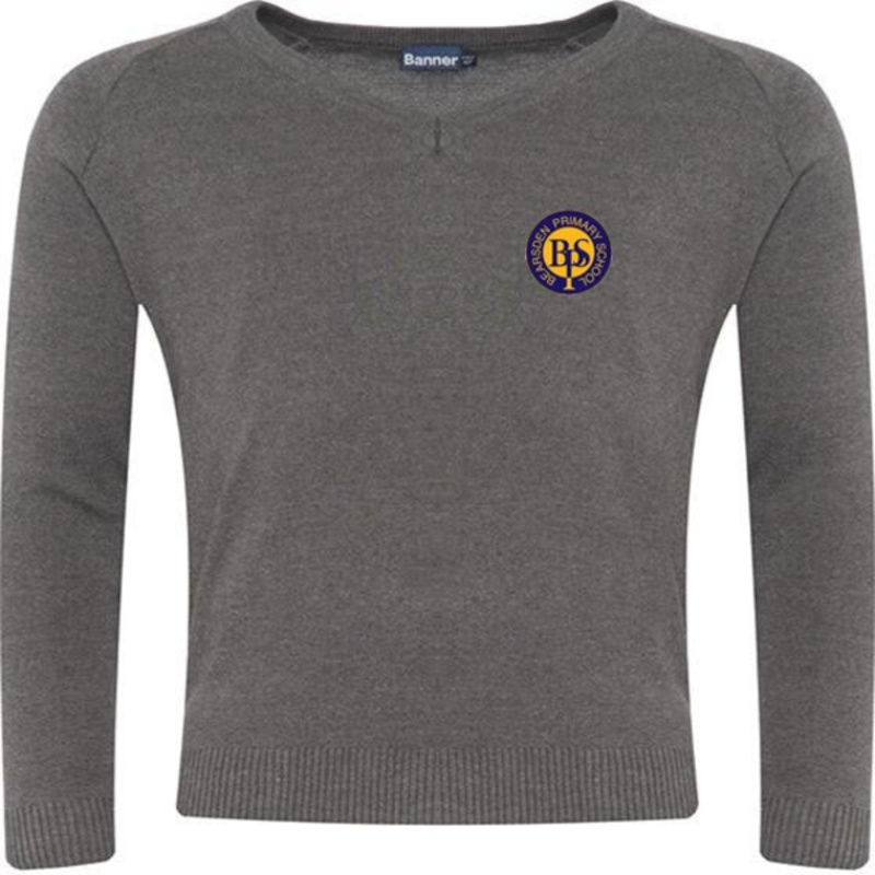Bearsden Primary School Embroidered Knitted V-Neck (Grey) Thumbnail