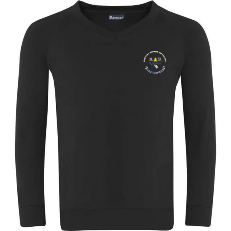 Bishopbriggs Academy Embroidered Sweater V-Neck (Black) Thumbnail