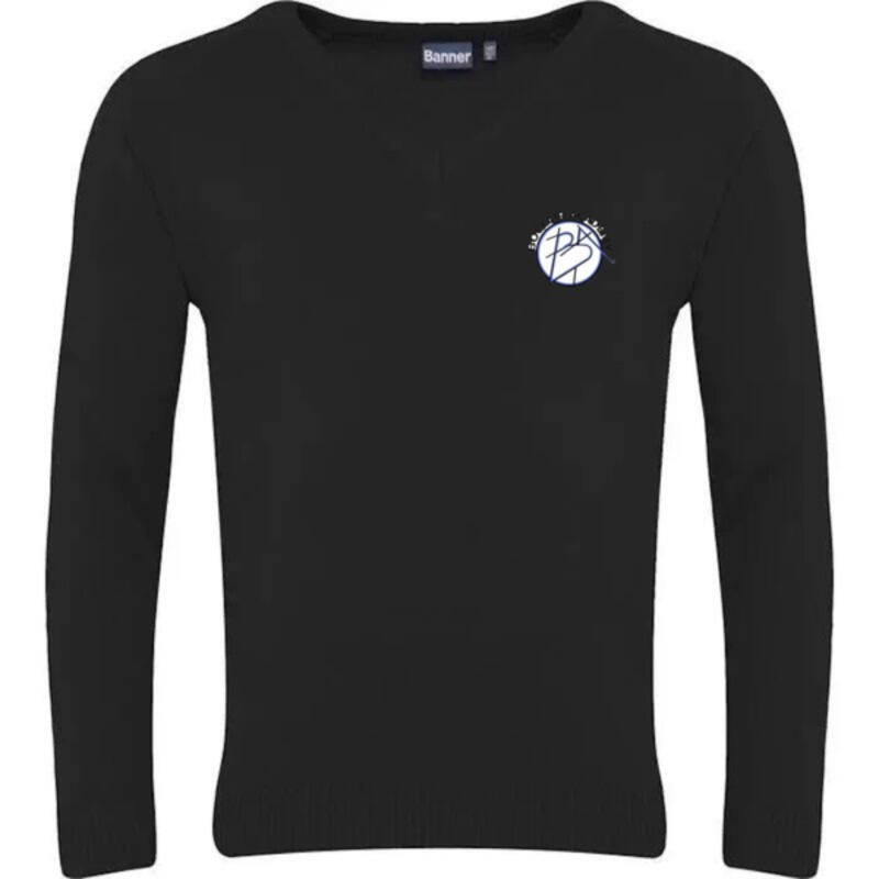Boclair Academy Embroidered Knitted V-Neck (Black) Thumbnail