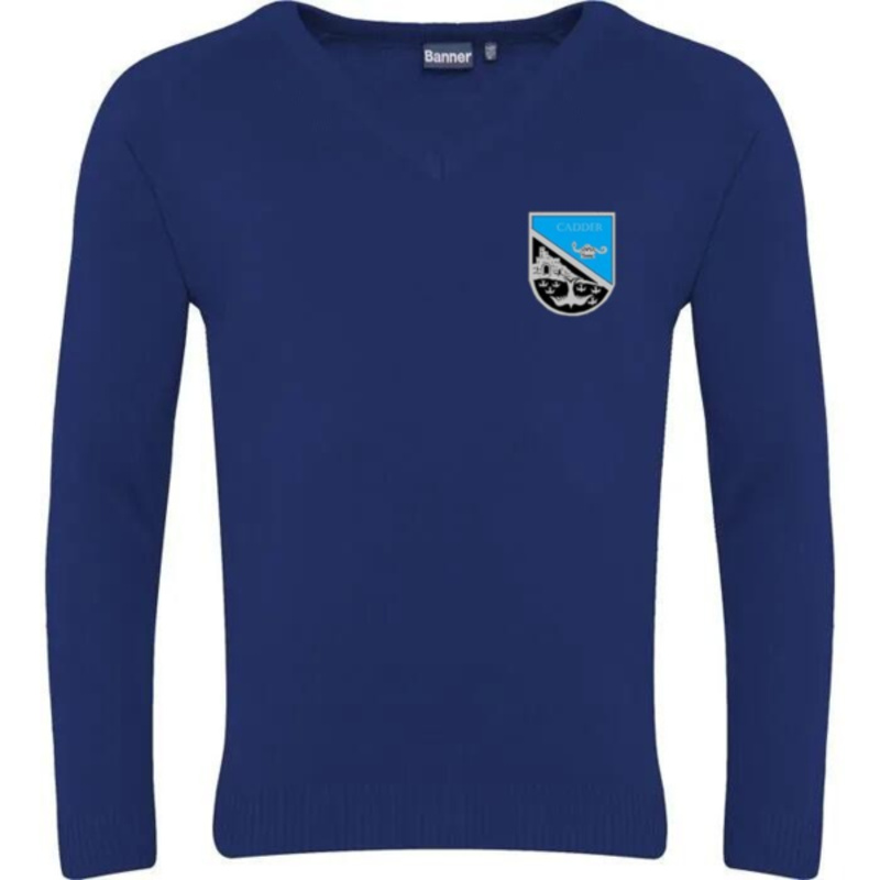 Cadder Primary School Embroidered Knitted V-Neck (Royal Blue) Thumbnail
